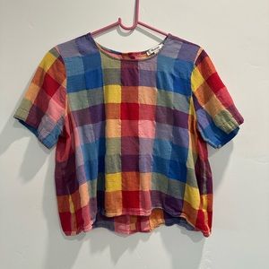 Madewell Gingham Button Back Top